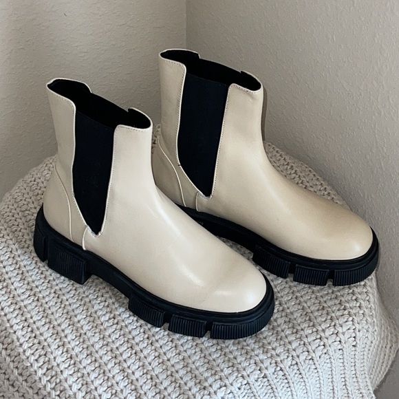 NWT Zara Off White Chelsea Leather Boot Sz 6.5/7 - Picture 4 of 16